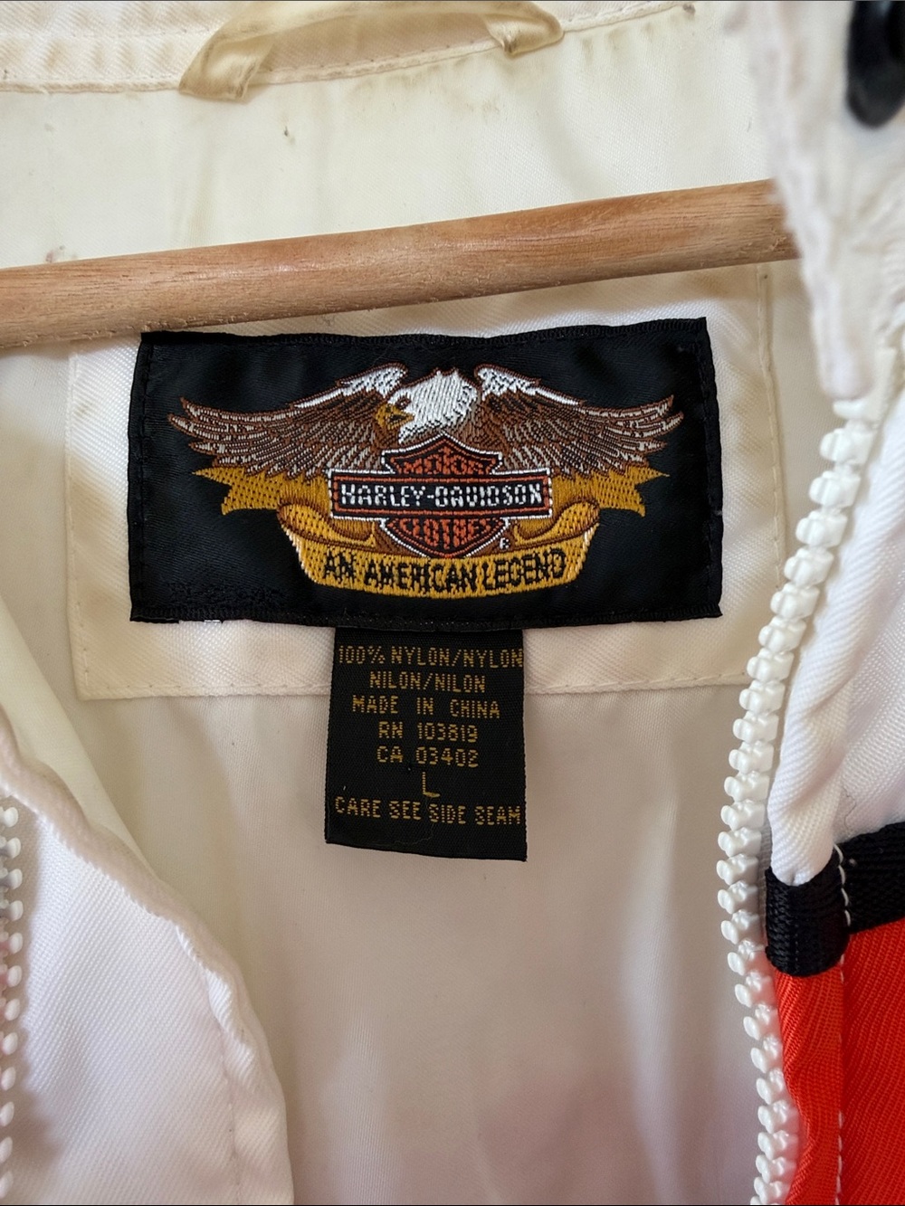 Harley-Davidson White Jacket with Orange Racing Stripe - Picture 2 of 16